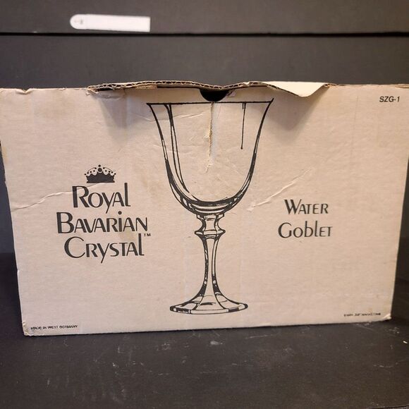 Royal Bavarian Crystal hand Cut Stems Water Wine Goblets with Box 6ct. 1980's‎ - Picture 6 of 11